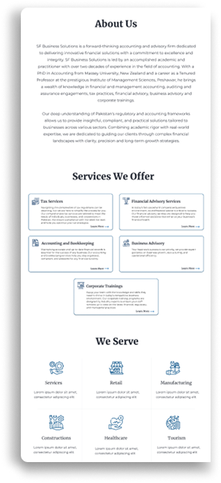 SF Business Solutions screen